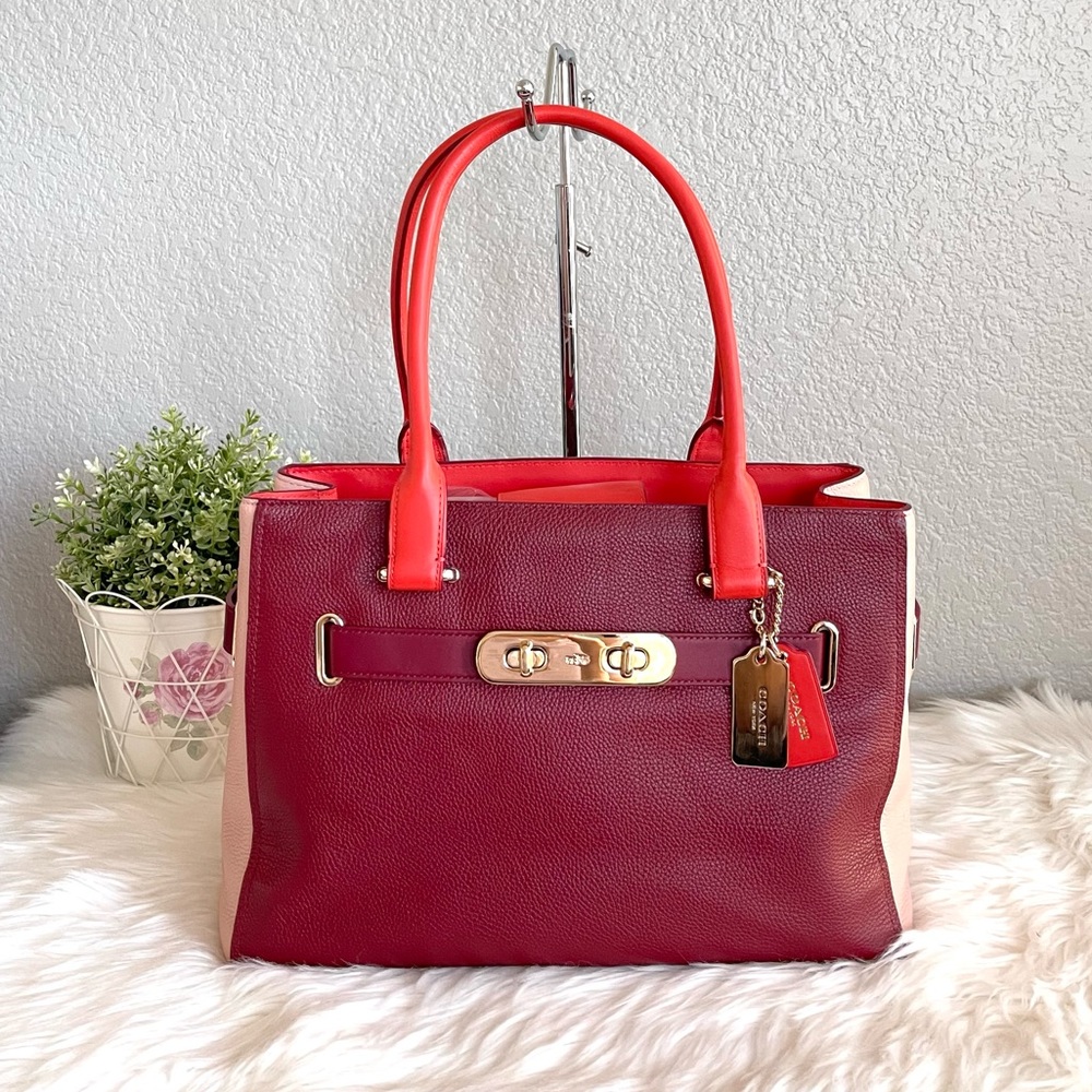 Coach Swagger Carryall Leather Tote bag 36514 in Colorblock